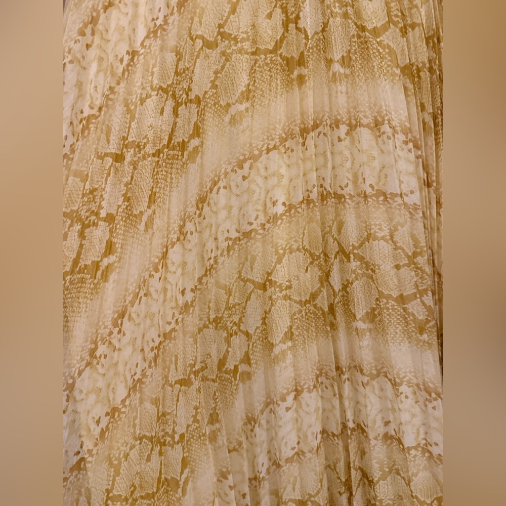 NWOT In Loom Pleated Chiffon Maxi Skirt in Mustard - Picture 5 of 7